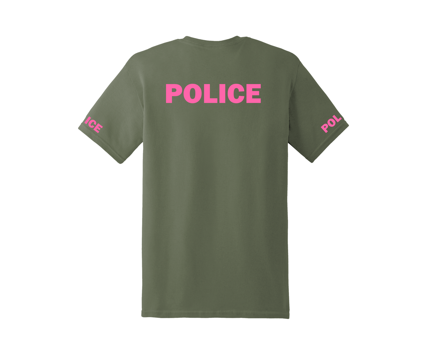 Military Green with Glow in the Dark Pink Everyday Basic T-shirt Express Design