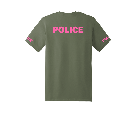 Military Green with Glow in the Dark Pink Everyday Basic T-shirt Express Design