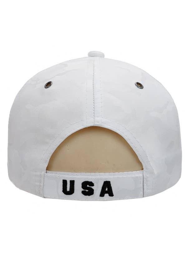 Bald Eagle with American Flag Camo Satin Baseball Hat