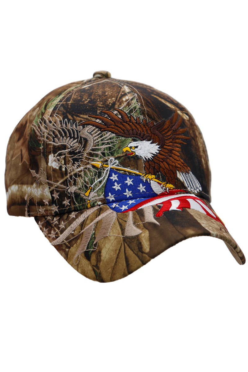 Bald Eagle with American Flag Baseball Hat