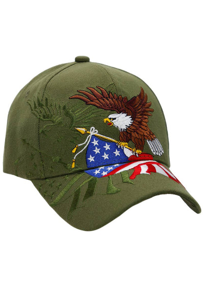 Bald Eagle with American Flag Baseball Hat