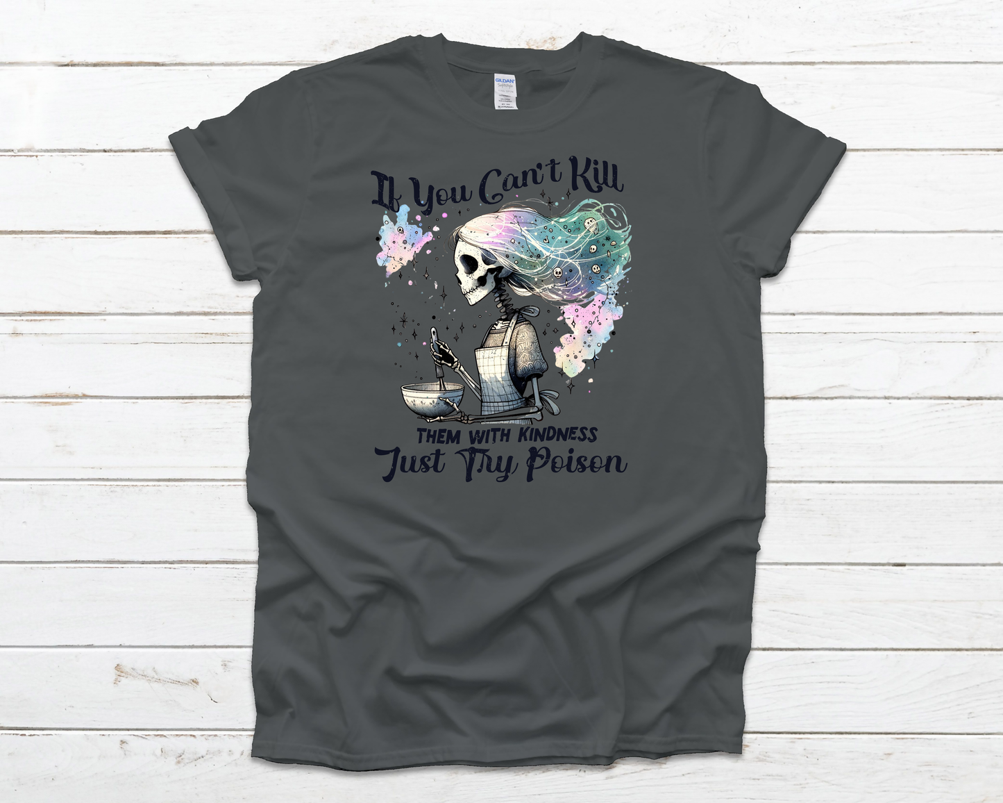 Try Poison Skeleton Everyday Basic Graphic T-Shirt