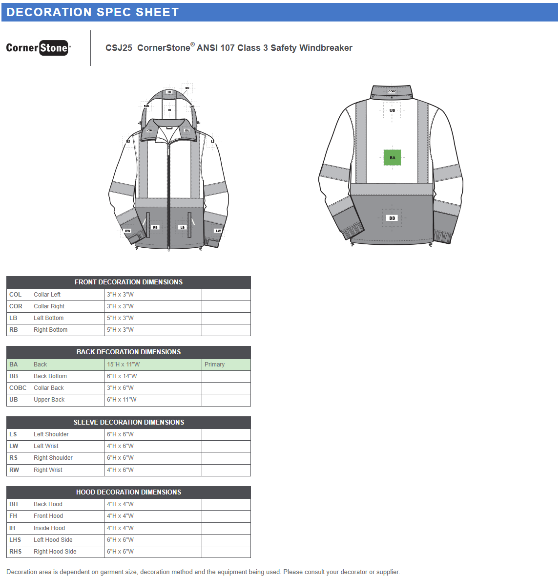 CornerStone ®  - ANSI 107 Class 3 Safety Windbreaker. CSJ25