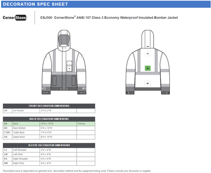 CornerStone ®  ANSI 107 Class 3 Economy Waterproof Insulated Bomber Jacket CSJ500