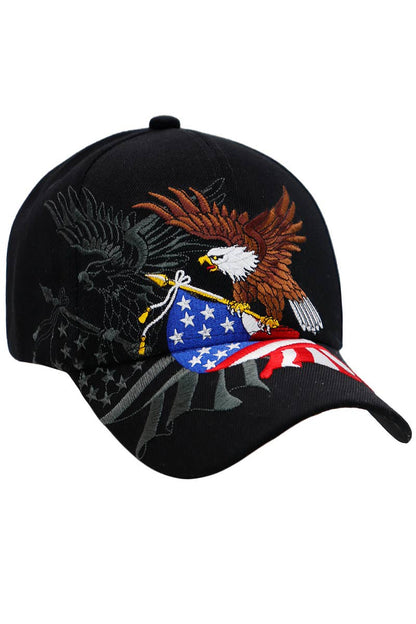 Bald Eagle with American Flag Baseball Hat