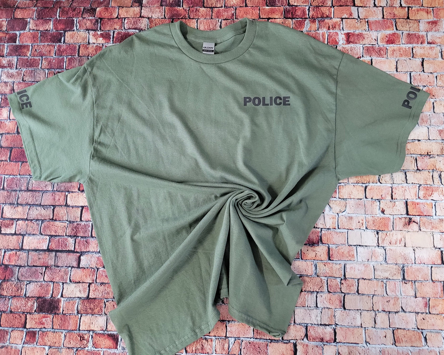 Military Green with Charcoal Gray Everyday Basic T-shirt Express Design