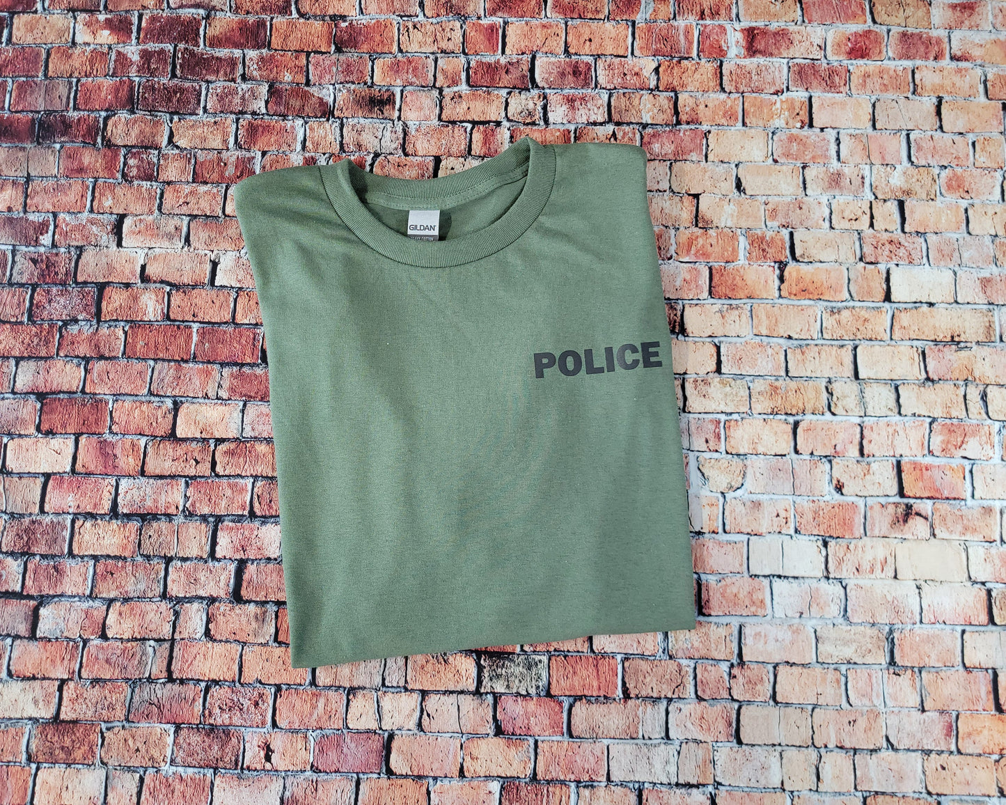 Military Green with Charcoal Gray Everyday Basic T-shirt Express Design